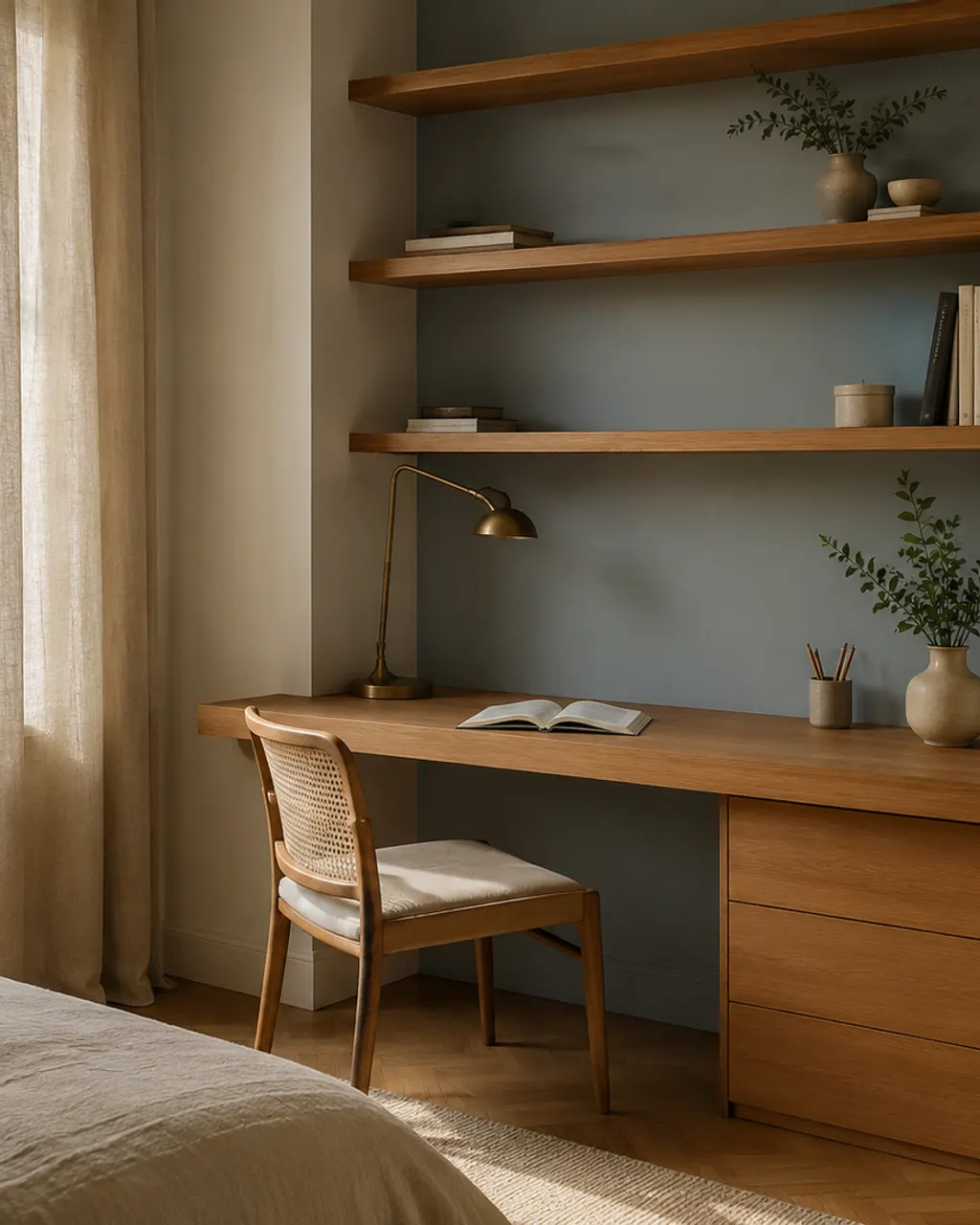 Bespoke desk fitted into an alcove, in Avilés